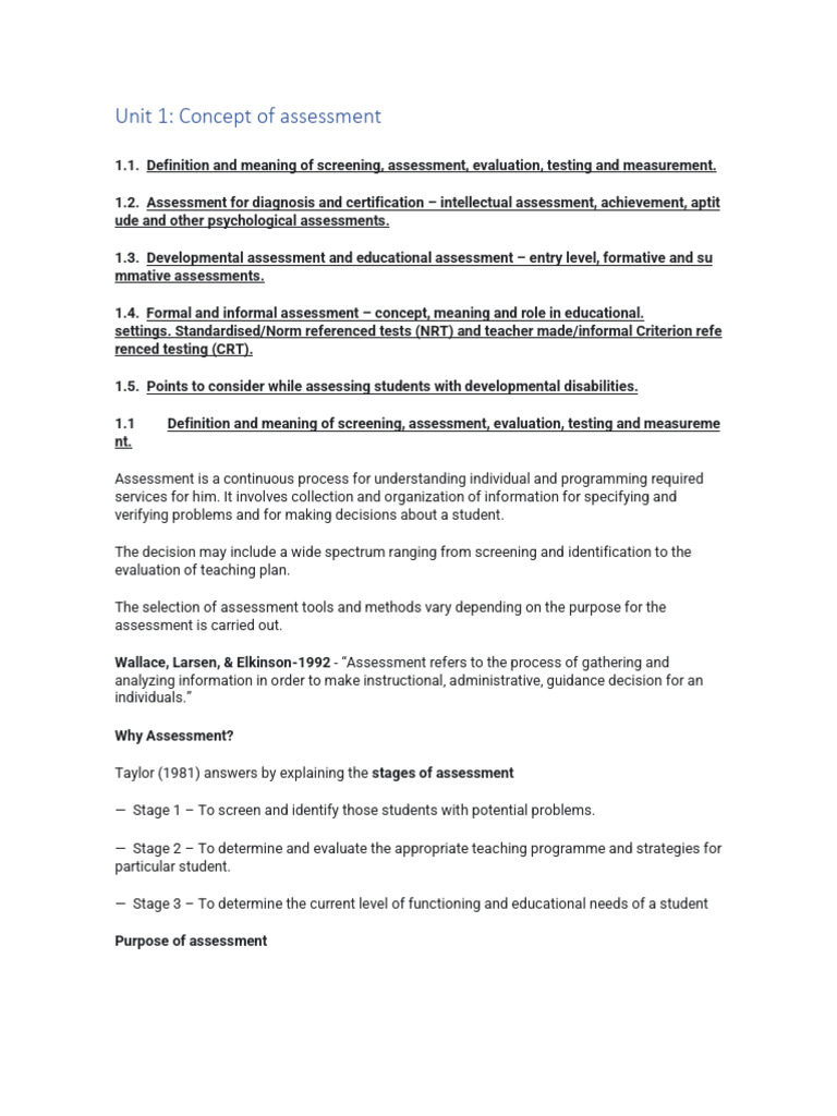 Assessment for Children with Special Needs | PDF | Educational ...