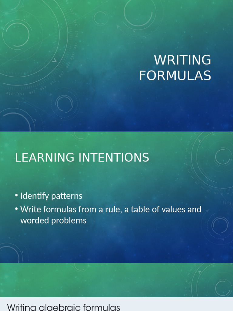 7 T3-4 Writing Formulas | PDF
