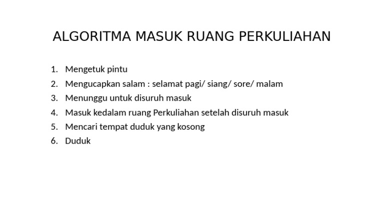 Algoritma Masuk Ruang Perkuliahan | PDF