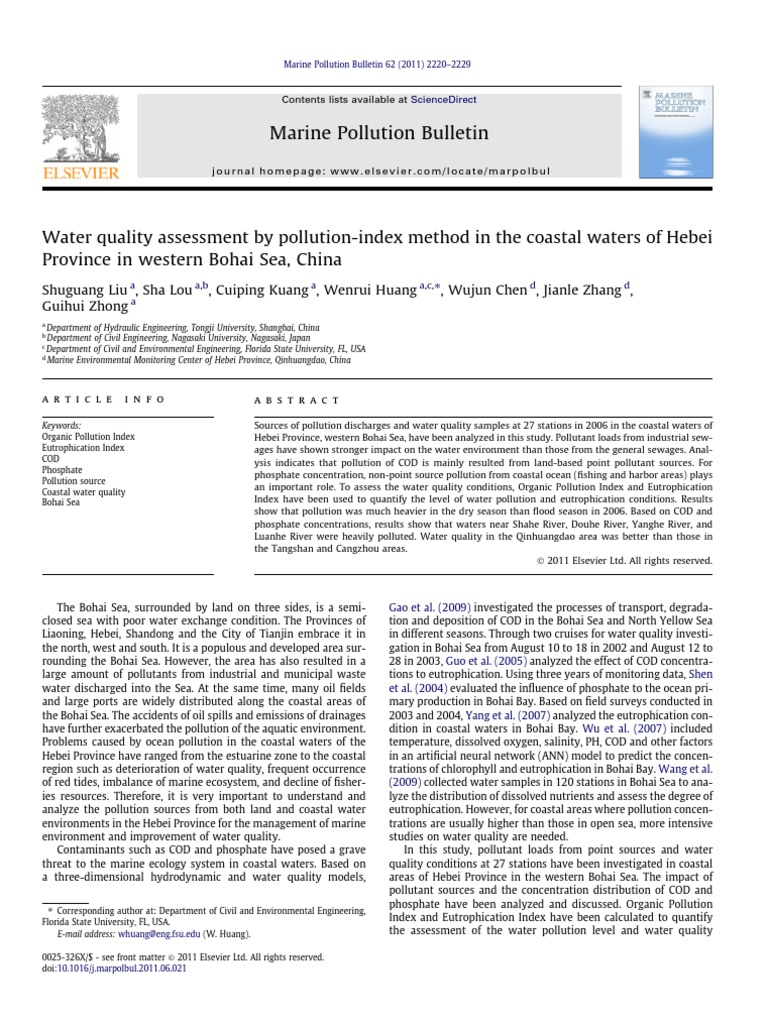 Hebei Coastal Water Quality Assessment | PDF | Eutrophication | Water ...