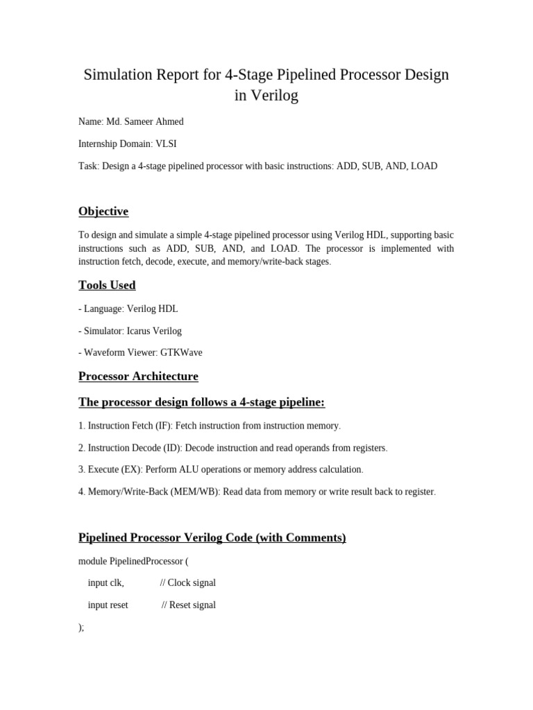 Pipeline Processor Design Report | PDF | Central Processing Unit ...