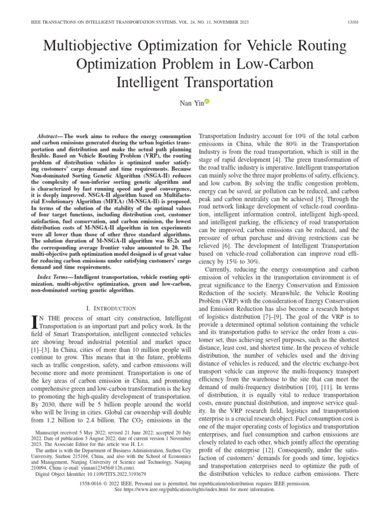 Vehicle Routing for Low-Carbon Logistics | PDF | Transport | Energy ...