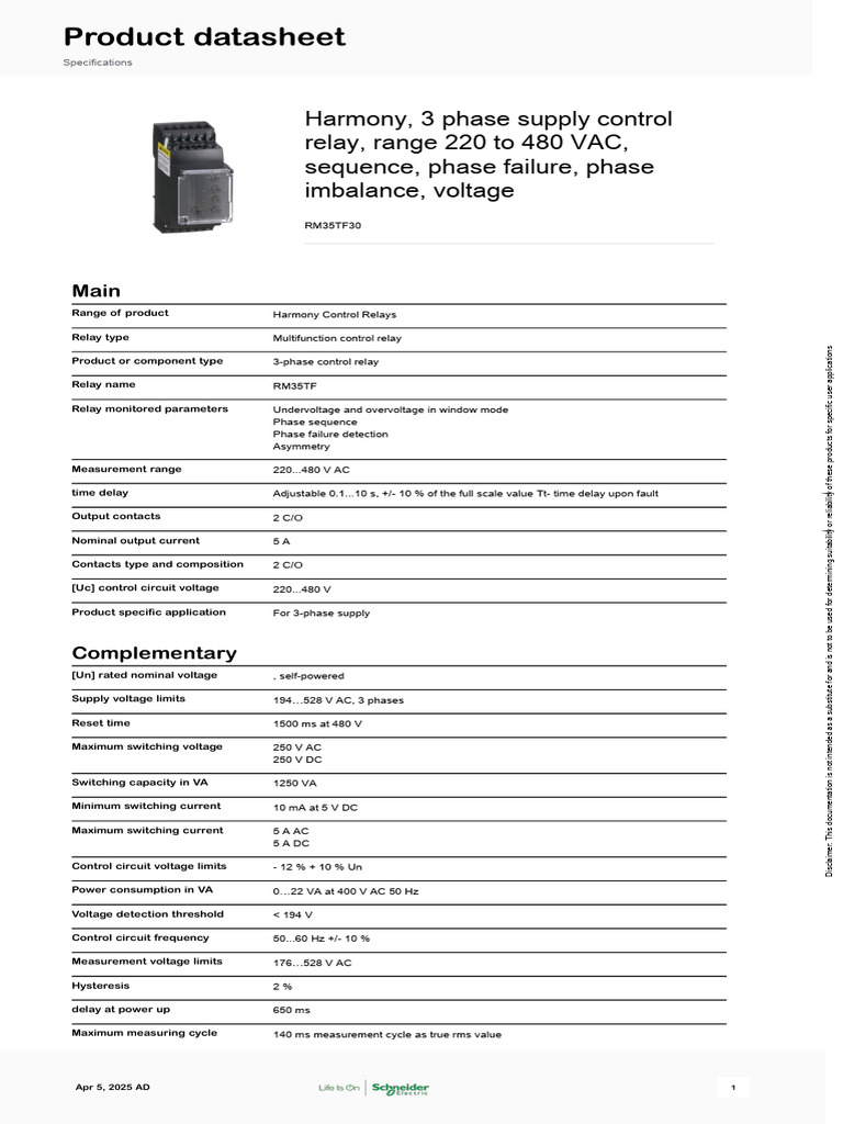 RM35TF30 3-Phase Control Relay Guide | PDF | Relay | Alternating Current