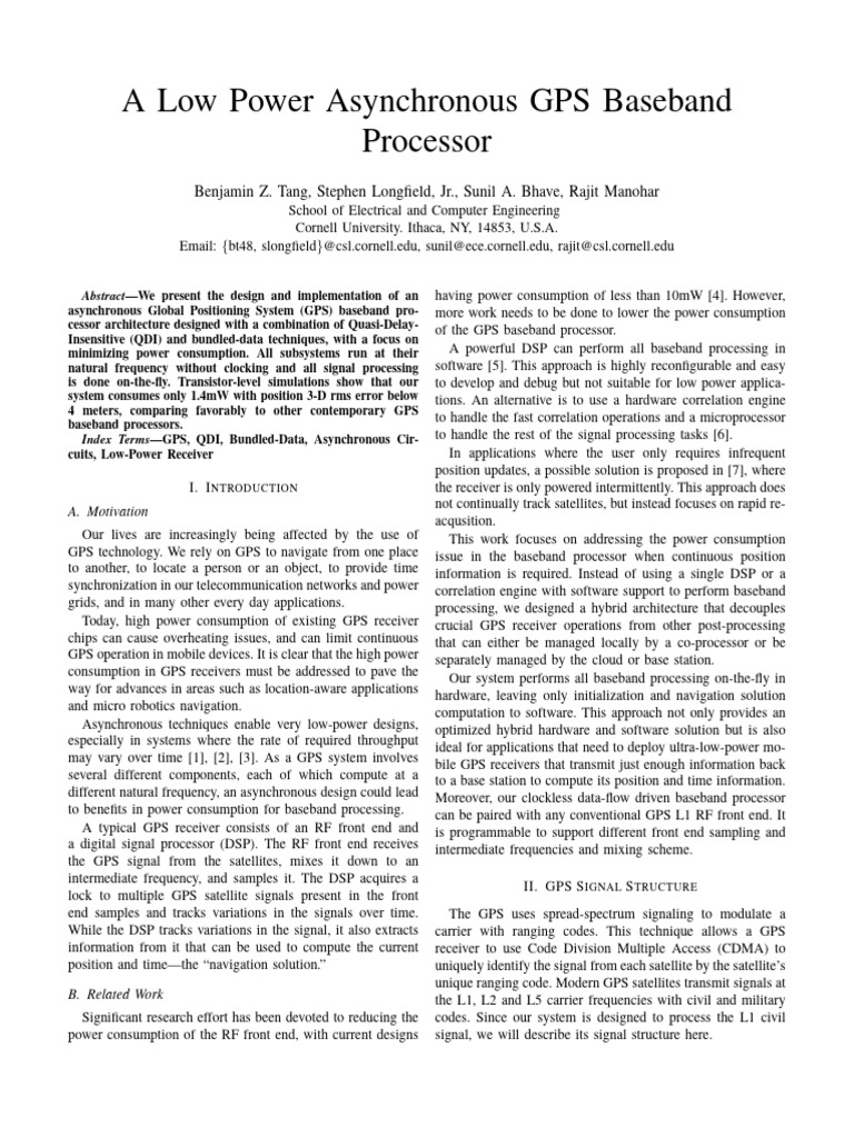 Low Power Asynchronous GPS Processor | PDF | Global Positioning System ...