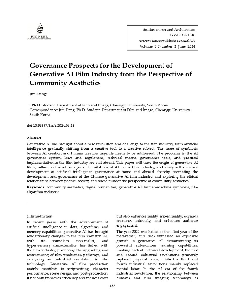 Governance of Generative AI in Film | PDF | Artificial Intelligence ...