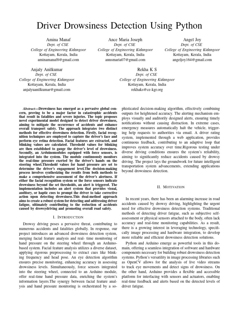 Driver Drowsiness Detection System in Python | PDF | Machine Learning ...