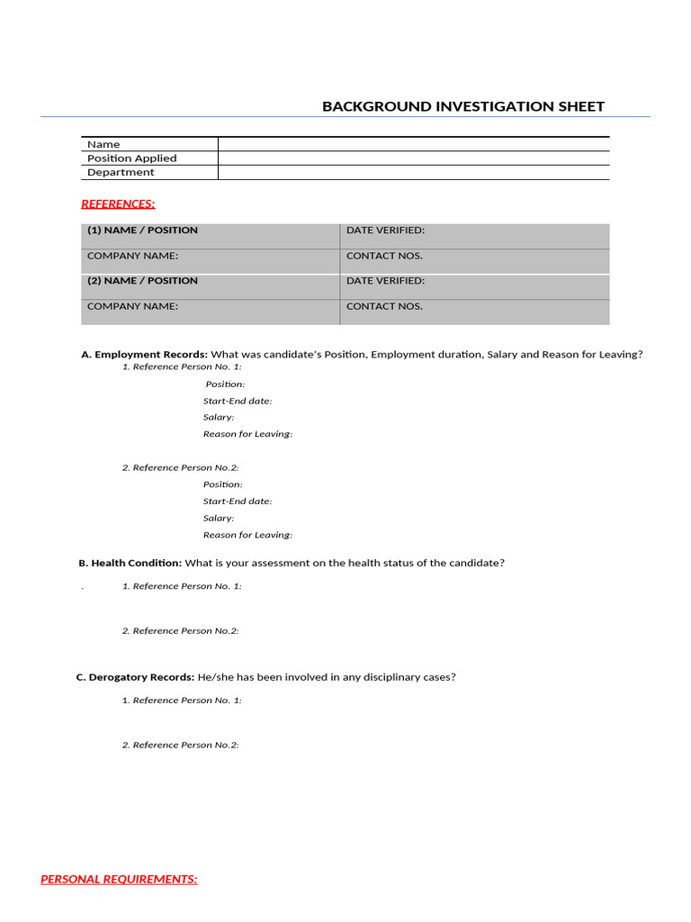 Background Investigation Report Template | PDF | Background Check