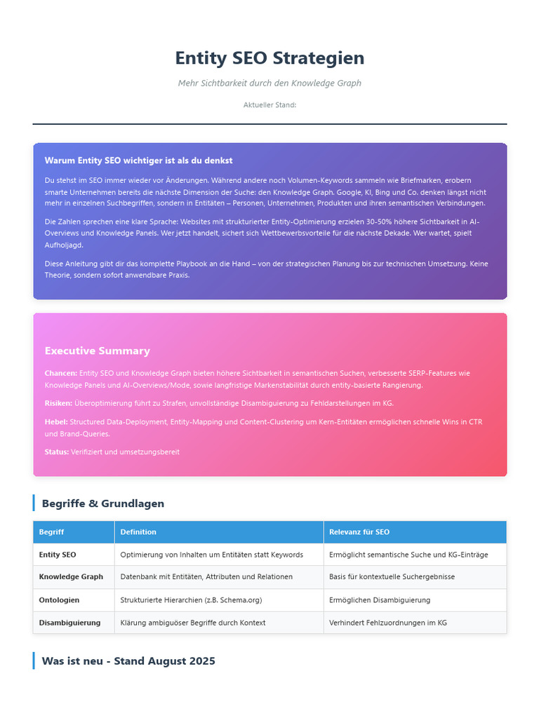 Entity SEO Strategien Knowledge Graph | PDF