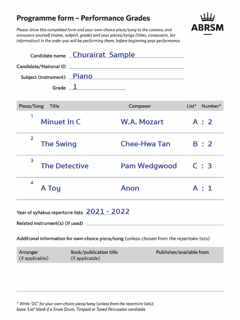 ตัวอย่างกรอก Programme form | PDF