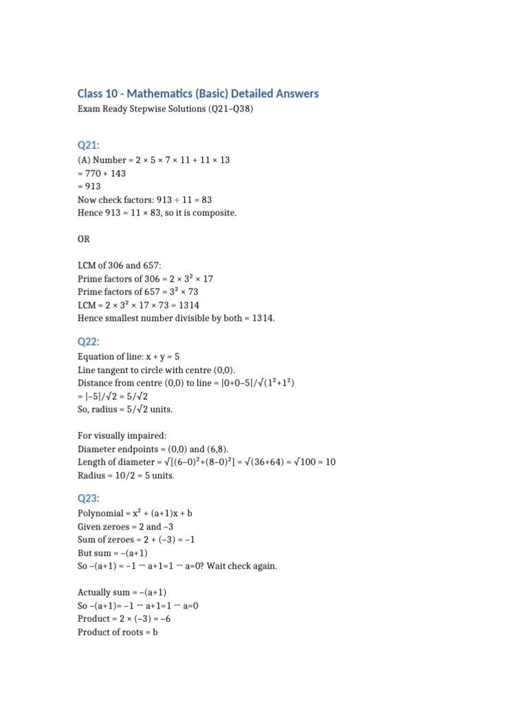 Maths Basic Detailed Answers Detailed | PDF | Square Root ...
