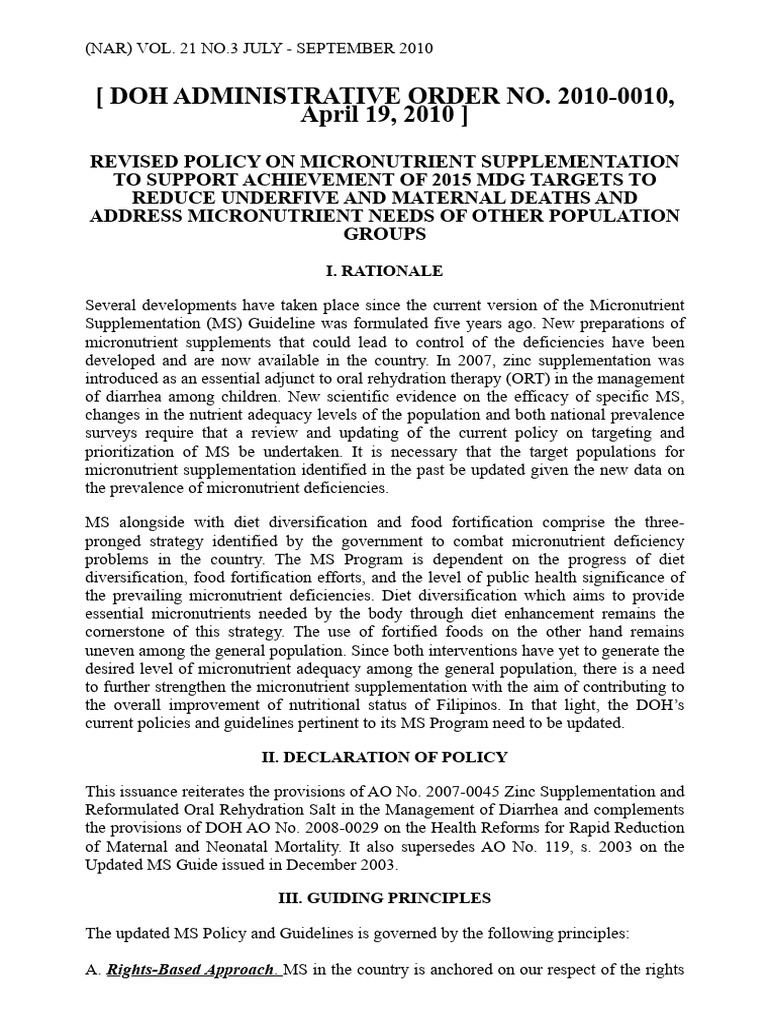 Revised Vitamin A Supplementation Policy | PDF | Vitamin | Nutrition