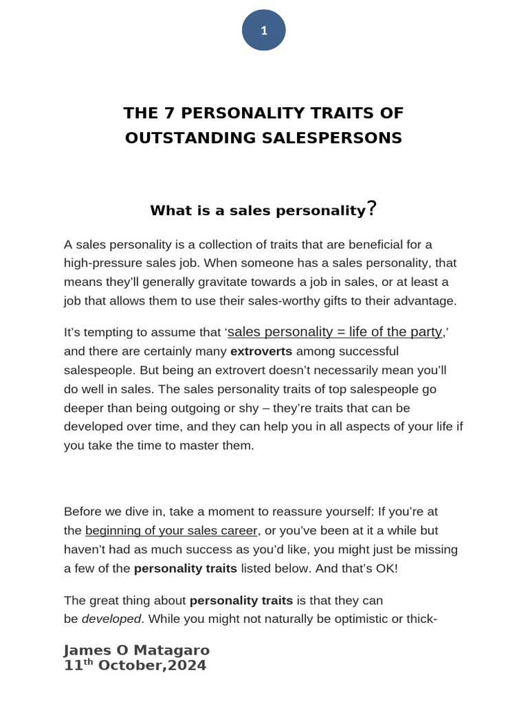 Key Traits of Successful Salespeople | PDF | Sales | Optimism