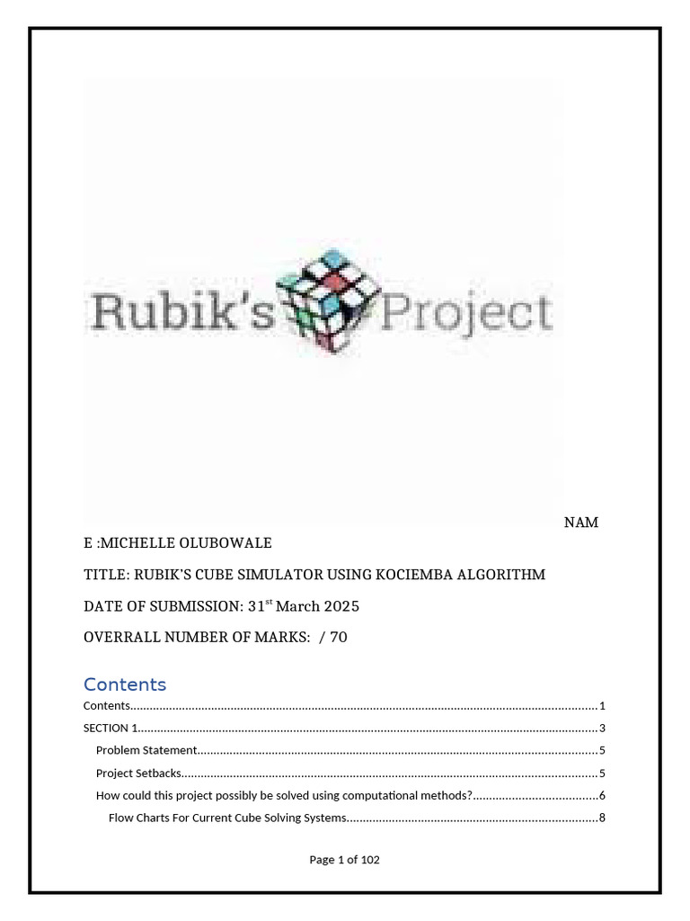 Rubik's Cube Simulator: Kociemba Algorithm | PDF | Computing