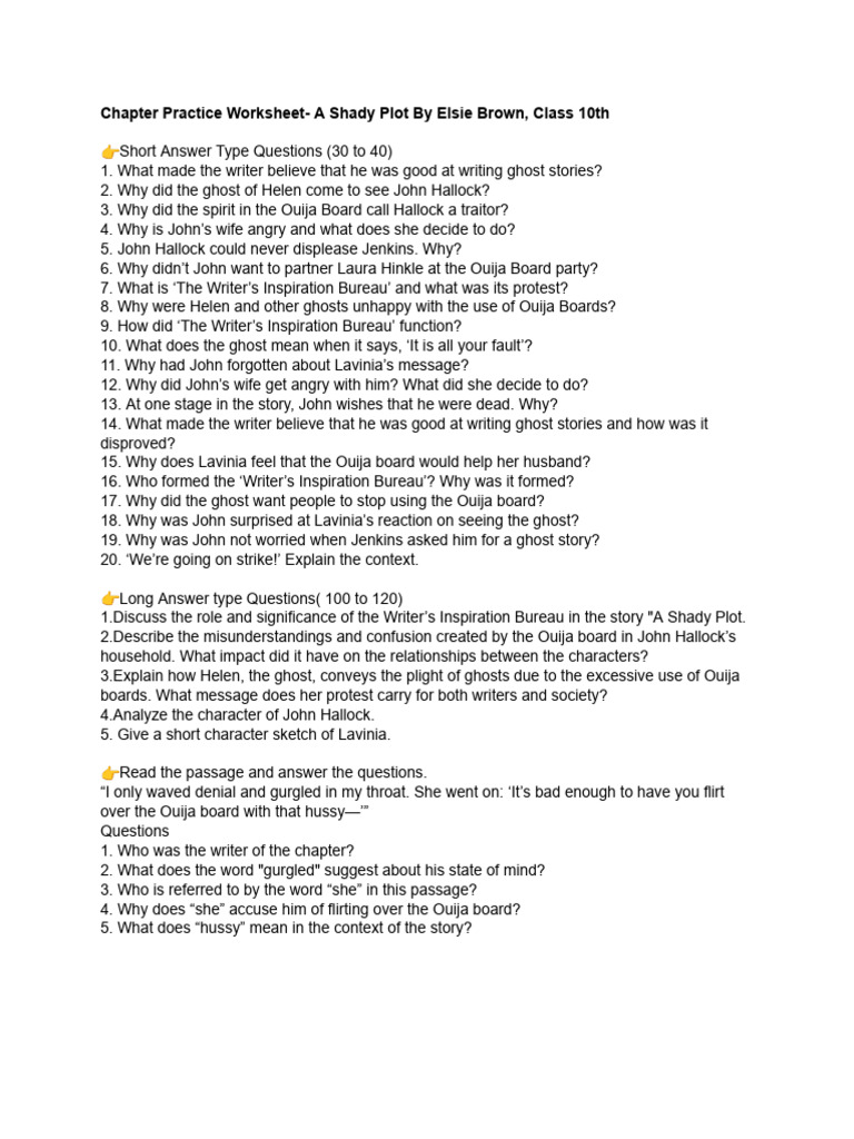 Class 10 A Shady Plot Q&A Guide | PDF