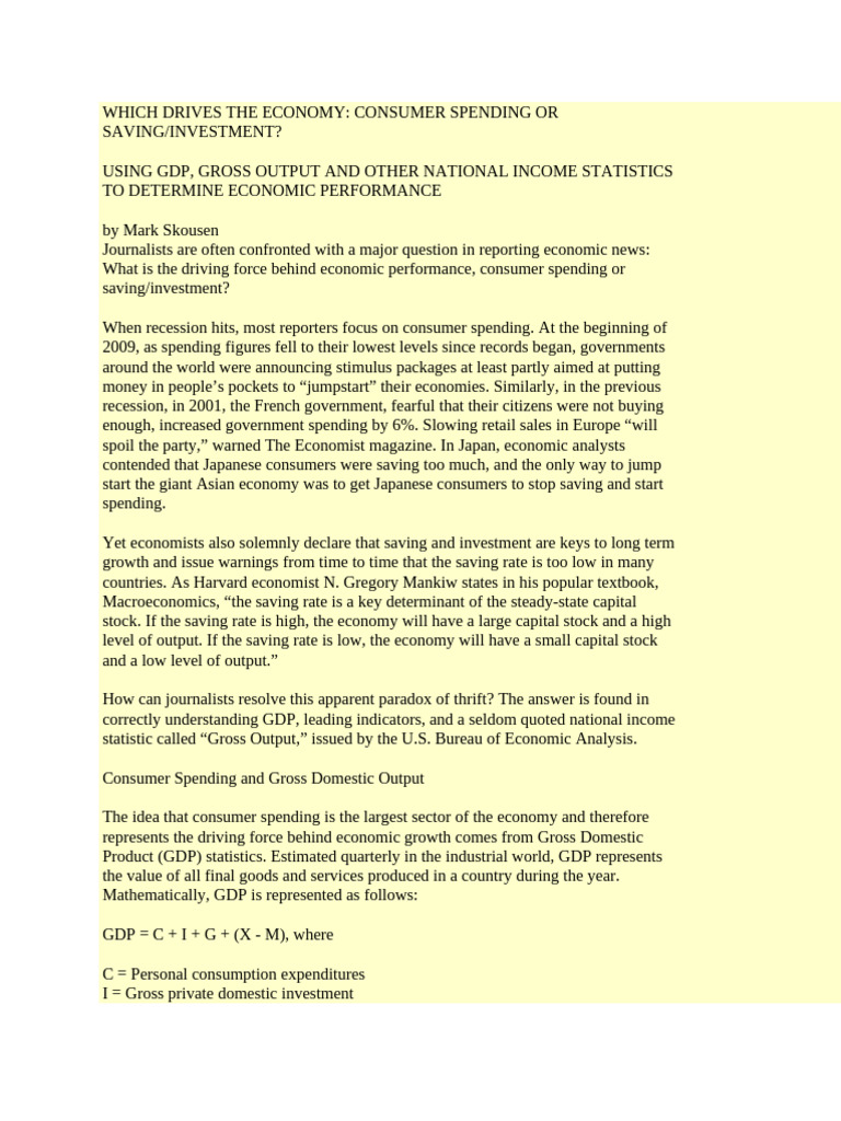 Which Drives The Economy | PDF | Gross Domestic Product | Consumption ...