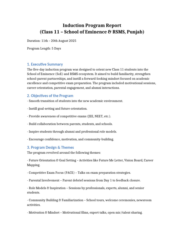 Induction_Program_Report | PDF