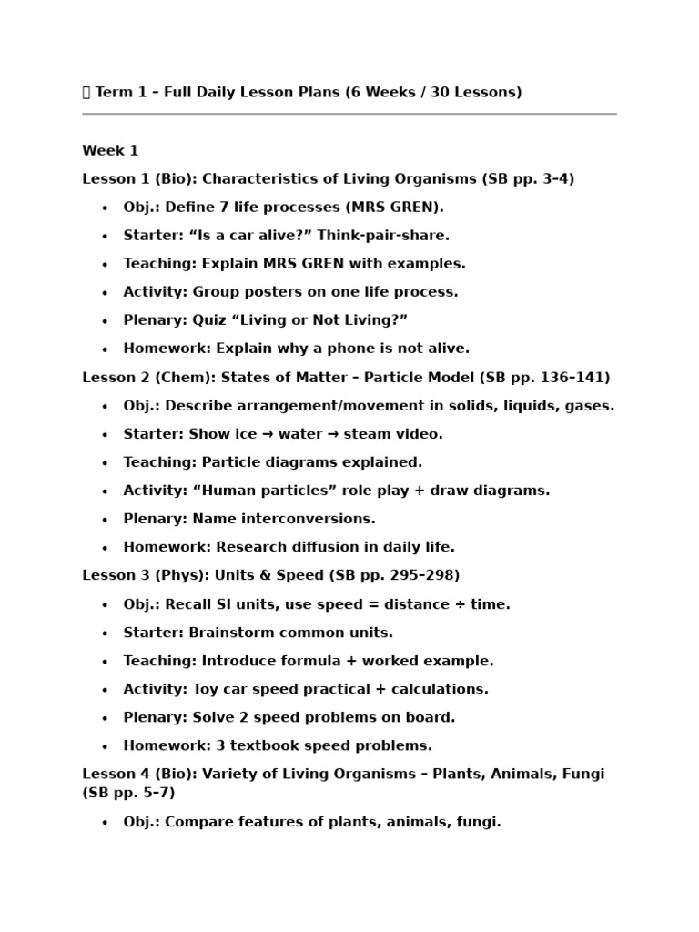 30 Science Lesson Plans for Term 1 | PDF | Ionic Bonding | Chemical Bond