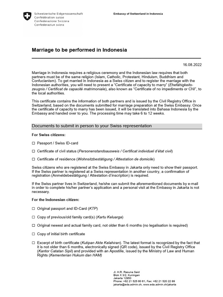 Marriage Certificate Process in Indonesia | PDF | Identity Document ...