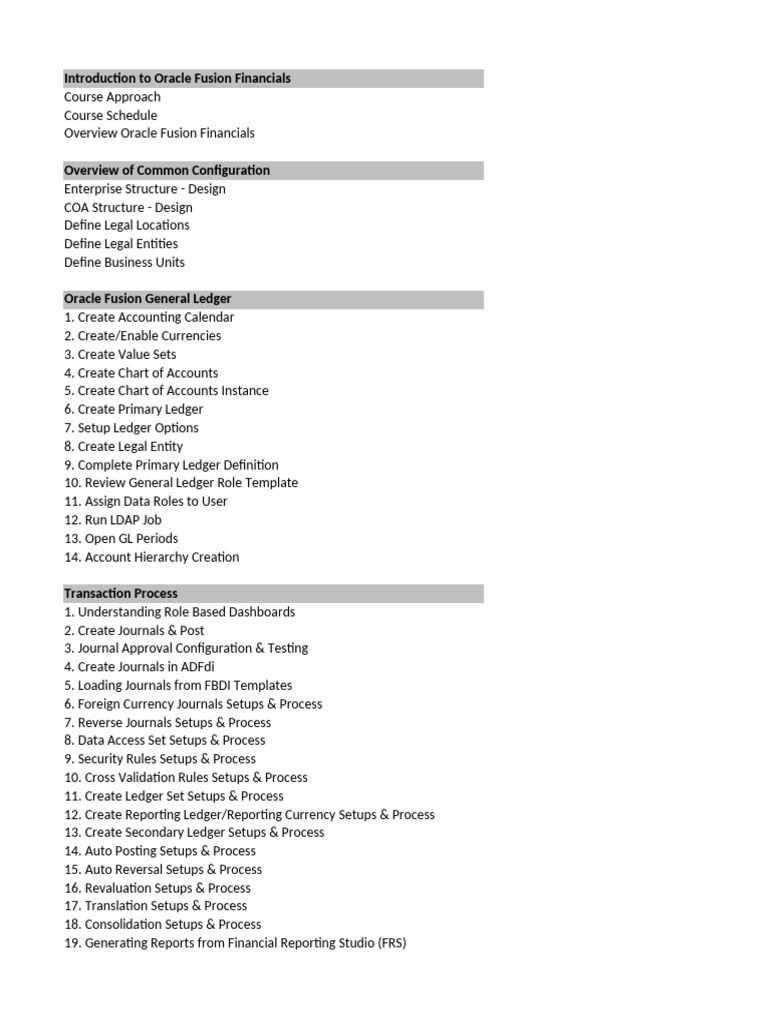 Oracle Fusion Financials Course Overview | PDF | Accounts Payable | Invoice