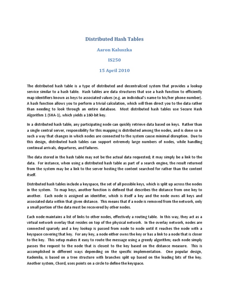 Distributed Hash Tables Explained | PDF | Data | Information Retrieval