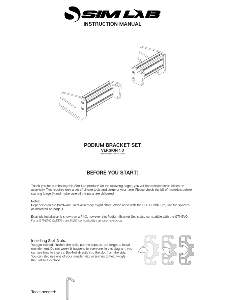 Sim-Lab Podium Bracket Set Manual | PDF