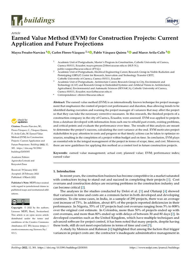 Earned Value Method EVM For Construction Projects | PDF | Business