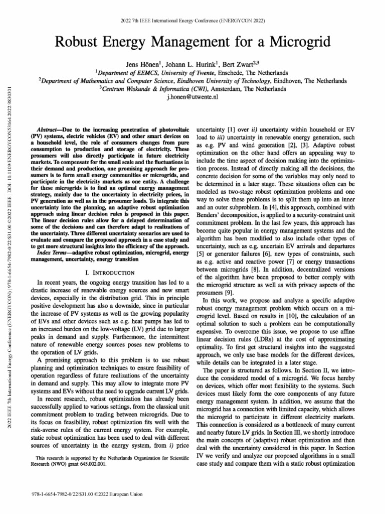 Adaptive Robust Energy Management in Microgrids | PDF | Mathematical ...