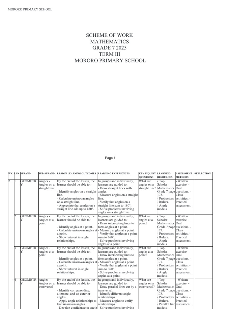 Mathematics - Grade 7 - Term-III | PDF | Angle | Euclidean Geometry
