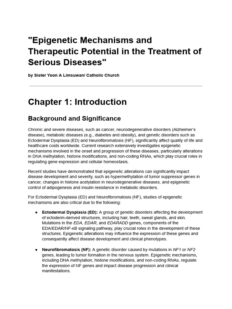 Epigenetics in Treating Serious Diseases | PDF | Epigenetics ...
