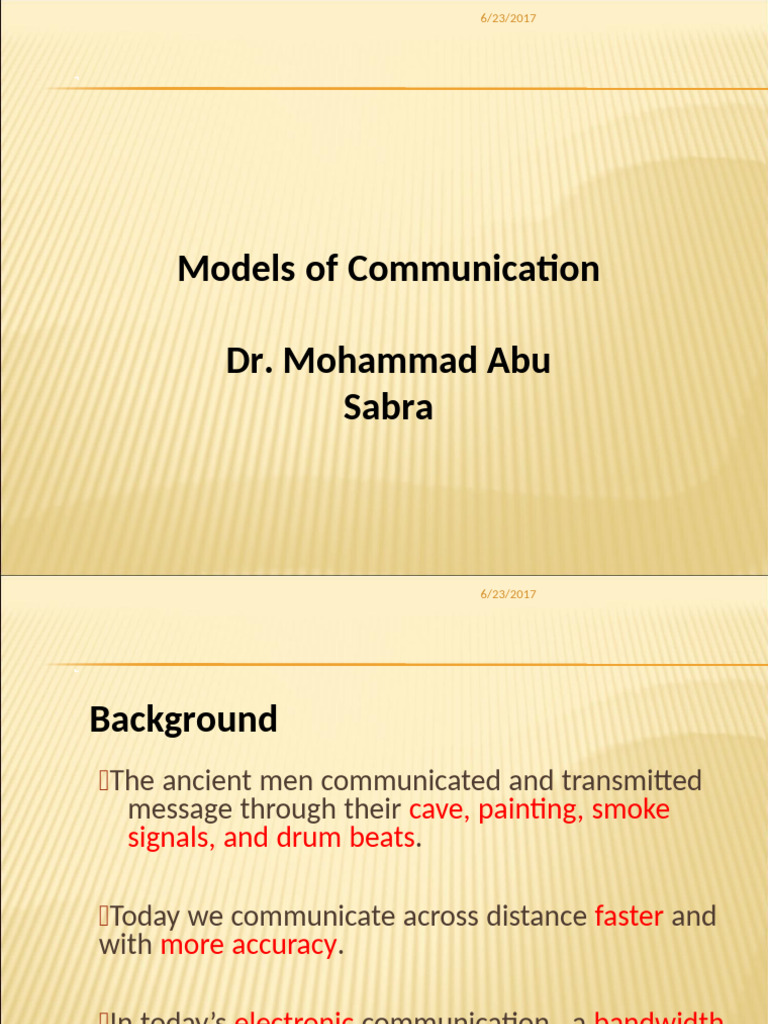 Models of Communication Lecture 3 | PDF | Communication | Human ...