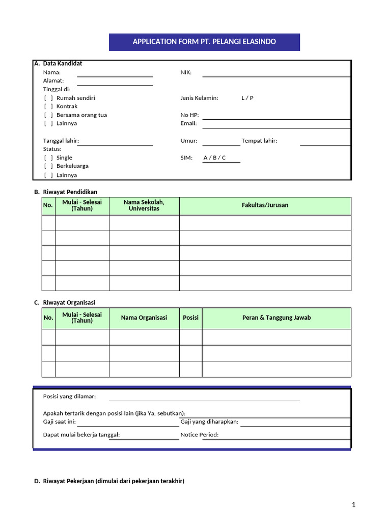 Application Form PE | PDF