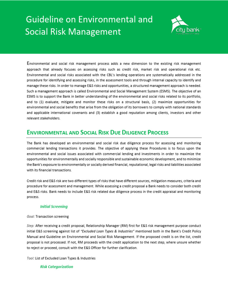 Environmental and Social Risk Management Guide | PDF | Risk | Risk ...