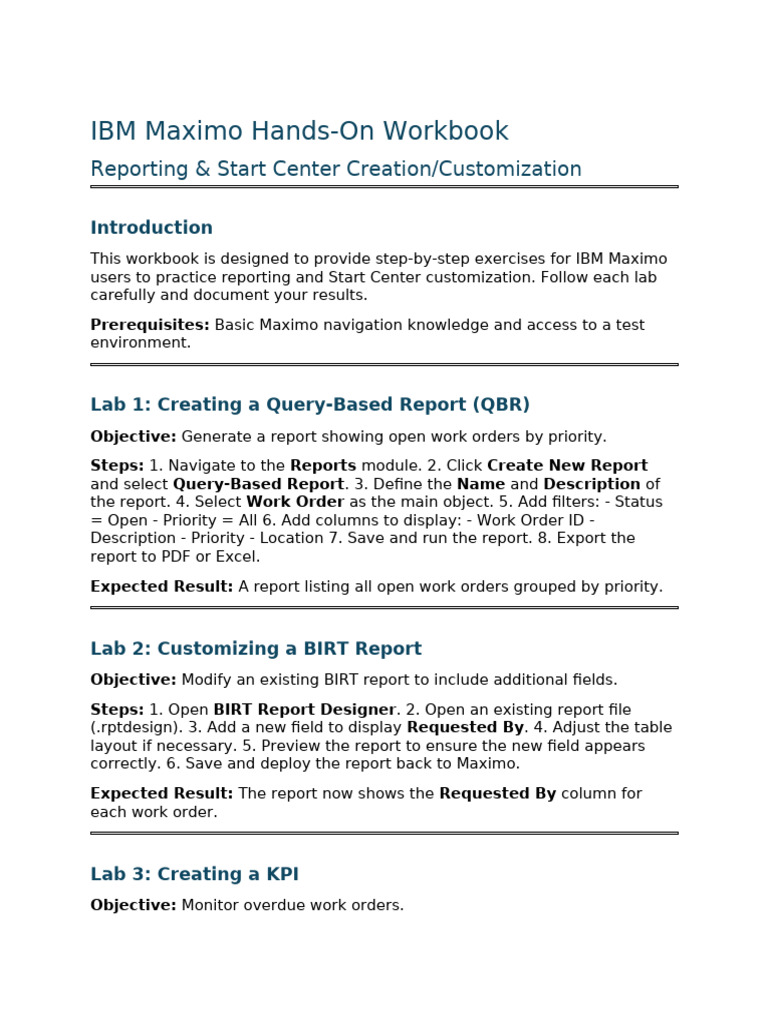 IBM Maximo Reporting & Start Center Guide | PDF | Computing | Software