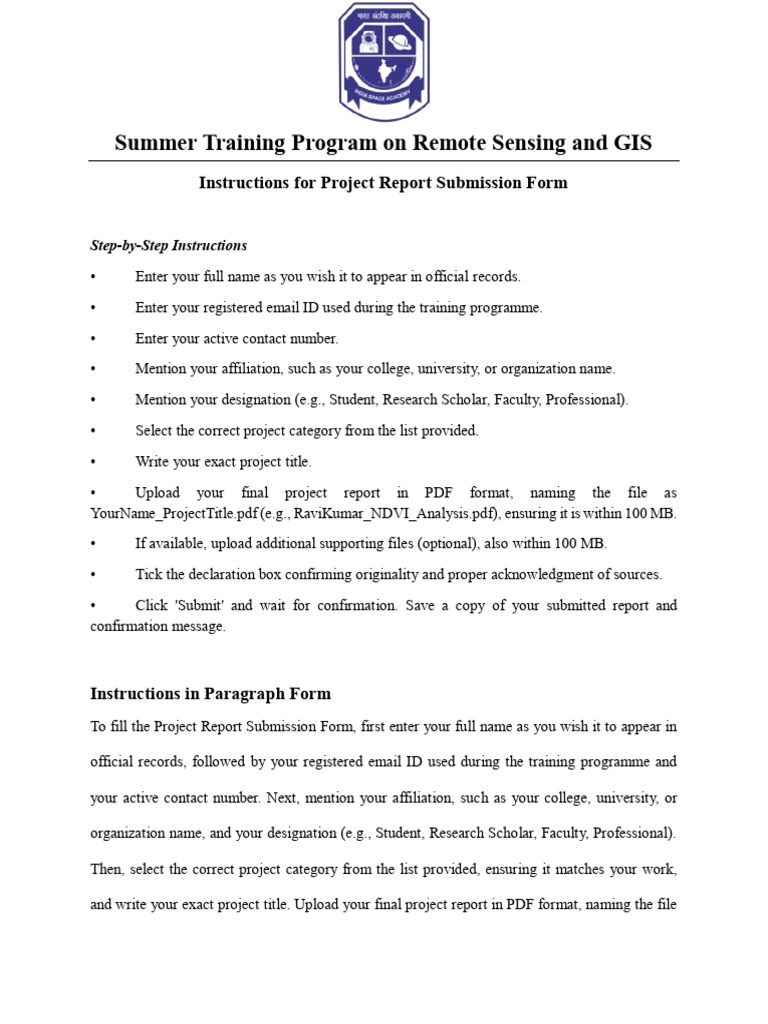 Instruction for Project Submission | PDF | Computing | Computer Science