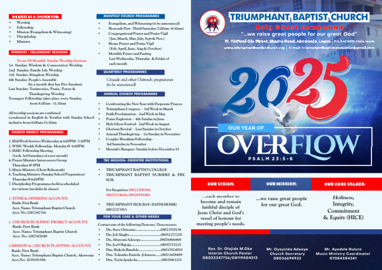 Triumphant Baptist Church Programs Overview | PDF | Christian ...
