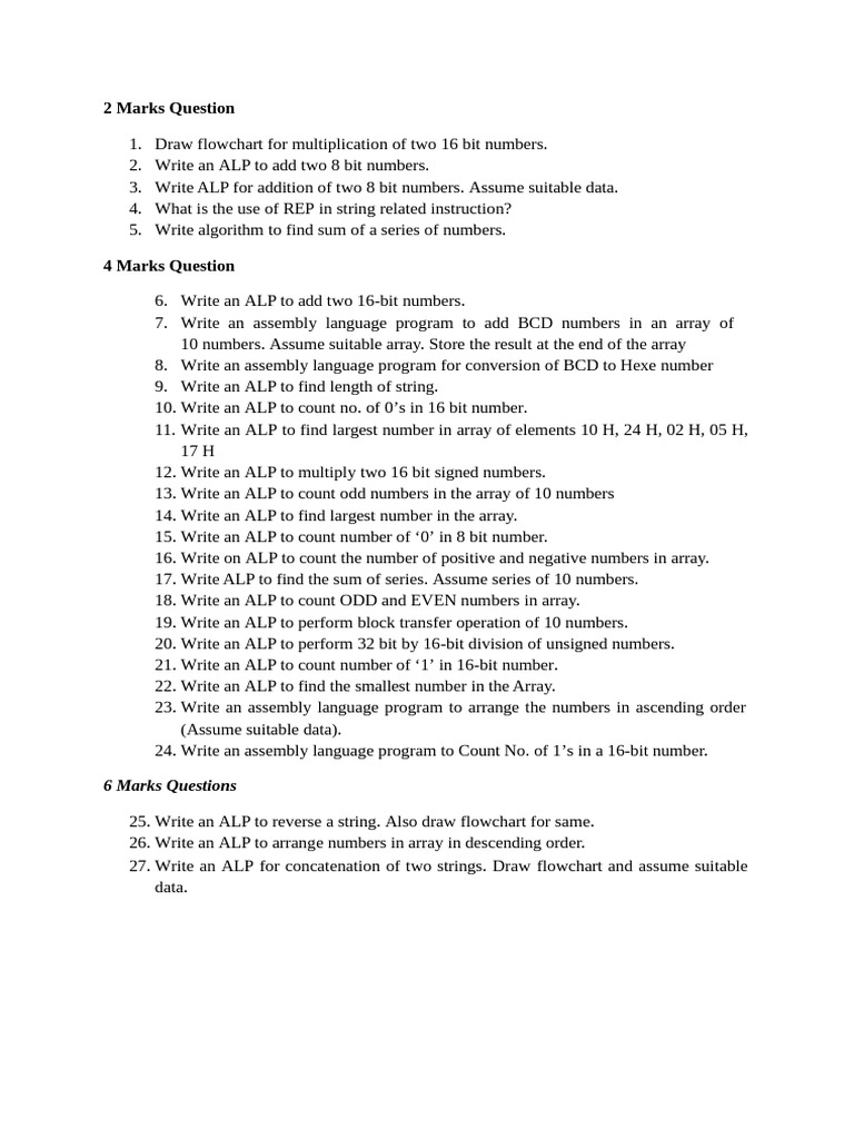 Assembly Language Programming Tasks | PDF