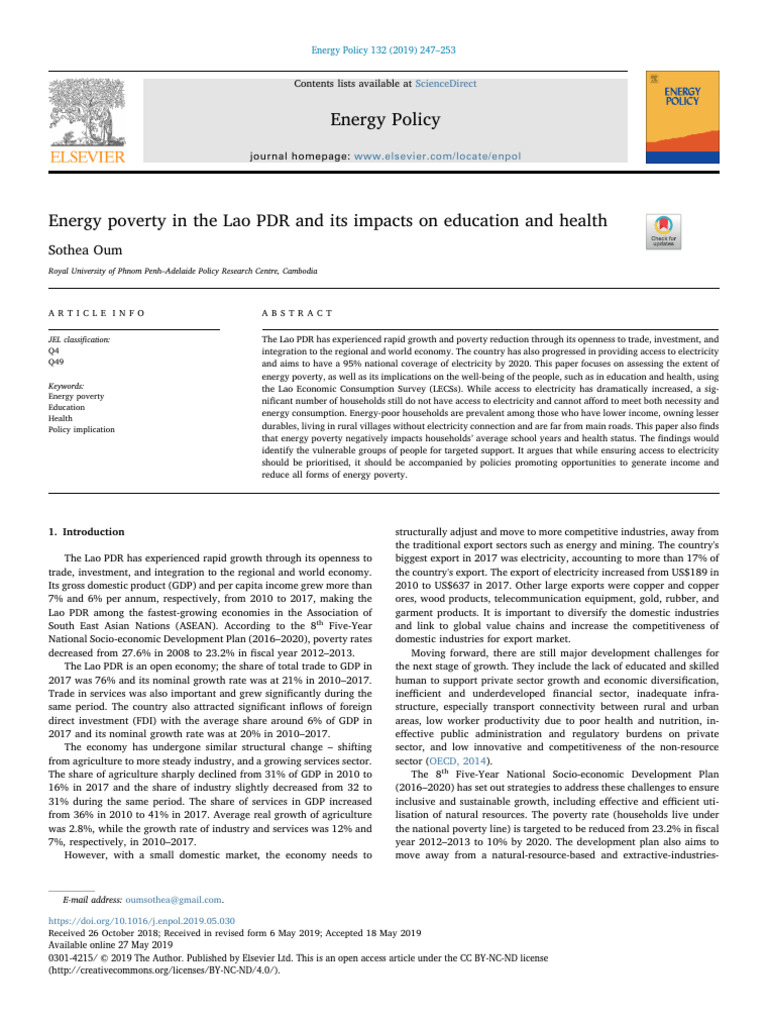 Energy Poverty's Impact on Lao Education & Health | PDF | Poverty ...