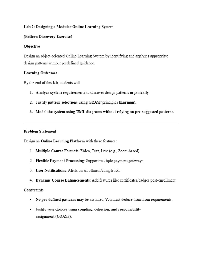 Lab 3 - Applying GRASP GoF Design Patterns | PDF | Unified Modeling ...