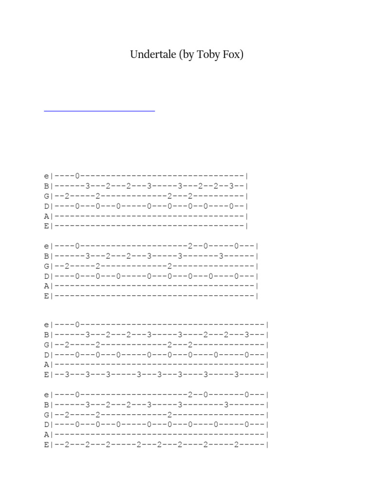 Undertale Tab (Arrangement By) | PDF | String Instruments | Chordophones