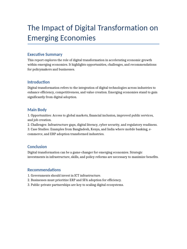 Digital Transformation in Emerging Economies | PDF