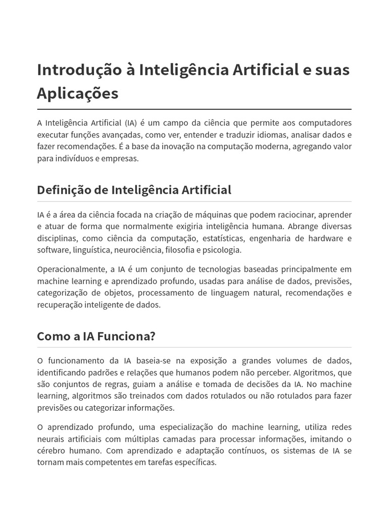 Introdução à Inteligência Artificial | PDF | Inteligência artificial ...