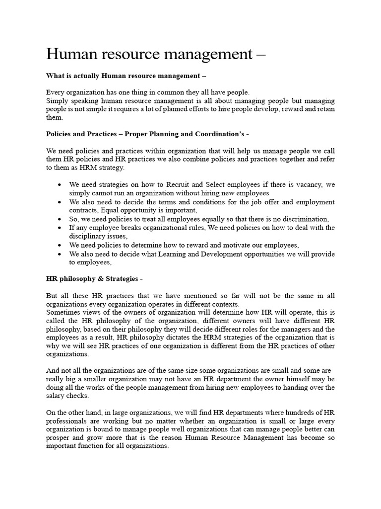 Understanding Human Resource Management | PDF | Human Resource ...