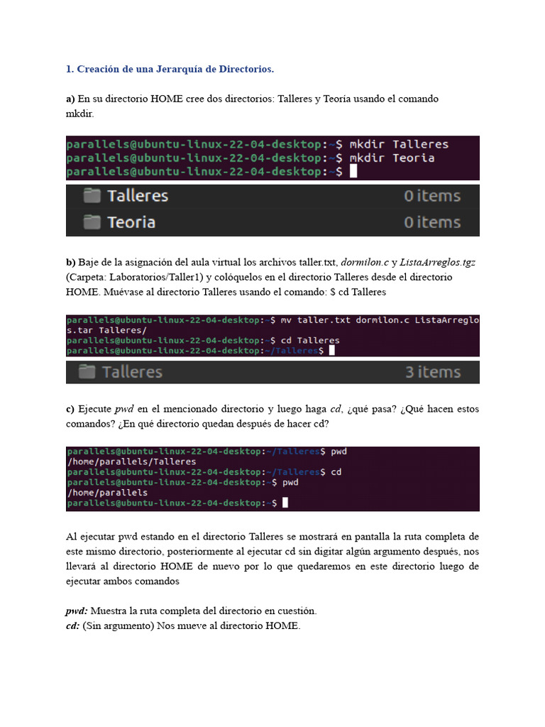 Taller 1 | PDF | Archivo de computadora | Directorio (Computación)