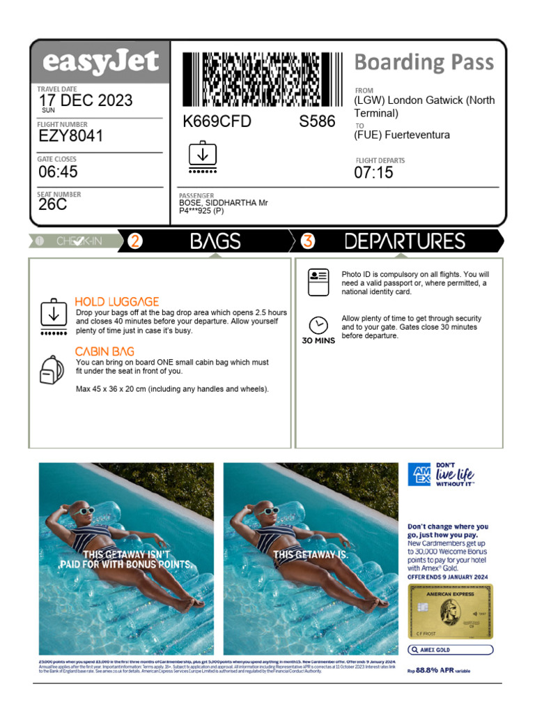 Flight EZY8041 Travel Details | PDF | Identity Document | Document