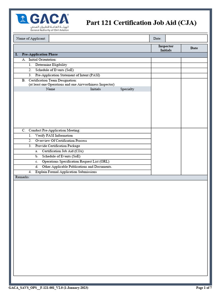 Part 121 Certification Job Aid Guide | PDF | Aviation | Transport