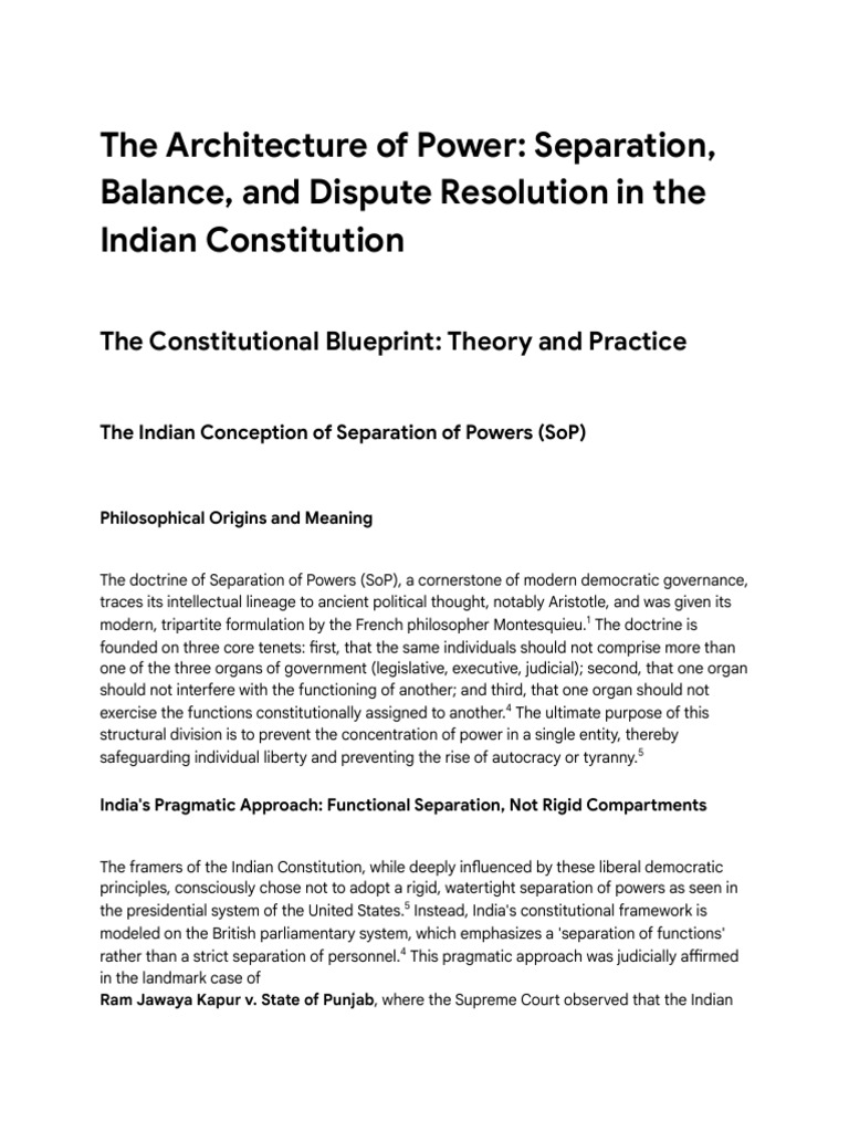 Article 55: Separation of Powers in India | PDF | Separation Of Powers ...