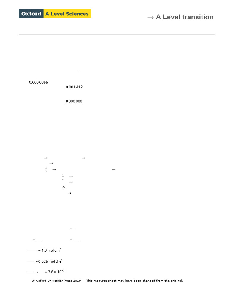 Transition Work MS | PDF | Mole (Unit) | Chemistry
