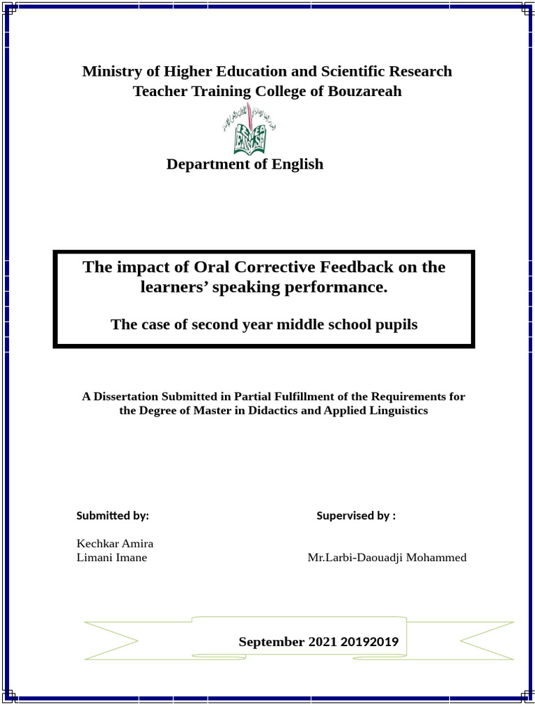 Master Theis Final Draft | PDF | English As A Second Or Foreign ...
