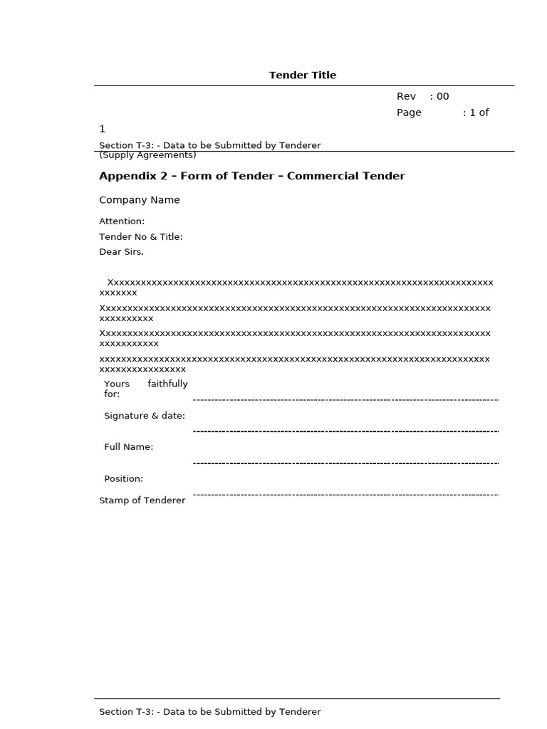 Tender Submission Guidelines for Suppliers | PDF