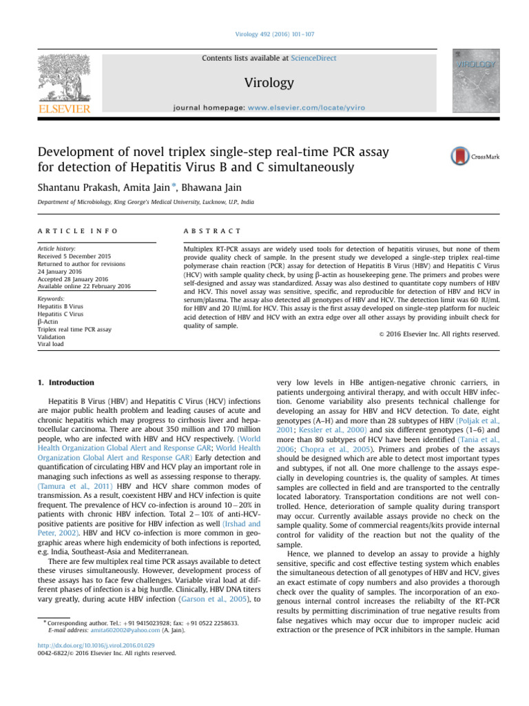 Development of Novel Triplex Single-Step Real-Time PCR Assay For ...